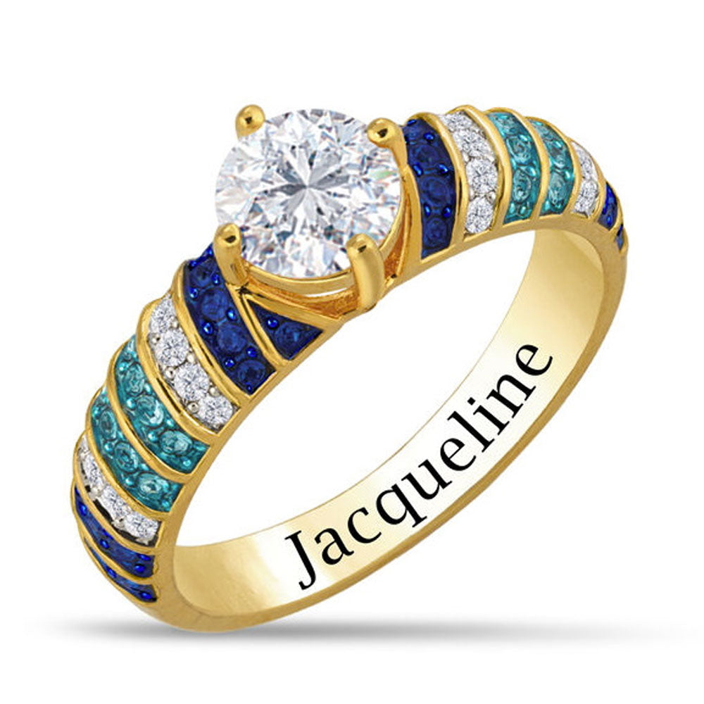 Blue Wave Gepersonaliseerde Swirl Ring
