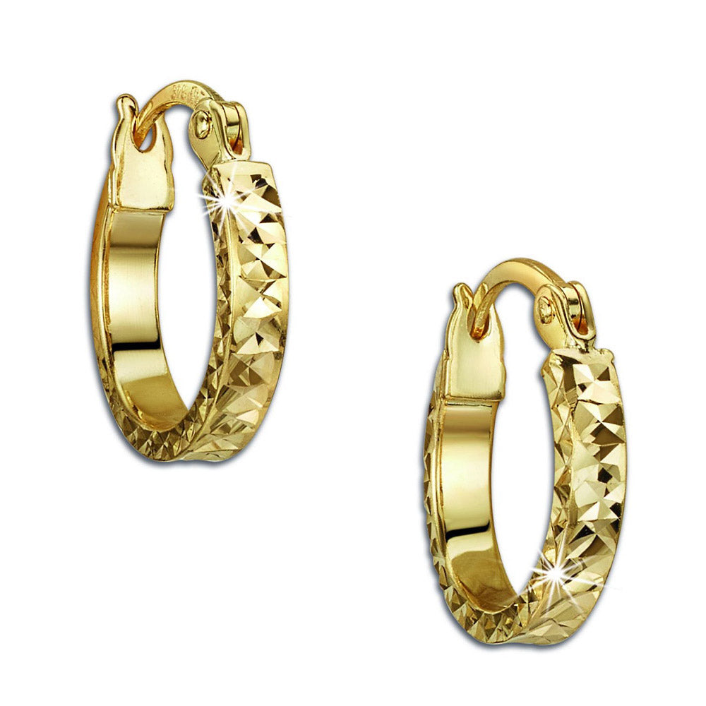 9 kt Gouden Diamant Geslepen Huggie Hoops
