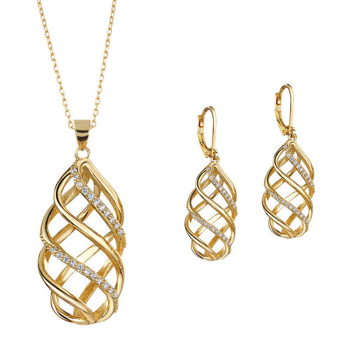 Fonkelende Twirl Oorbellen & Ketting Set